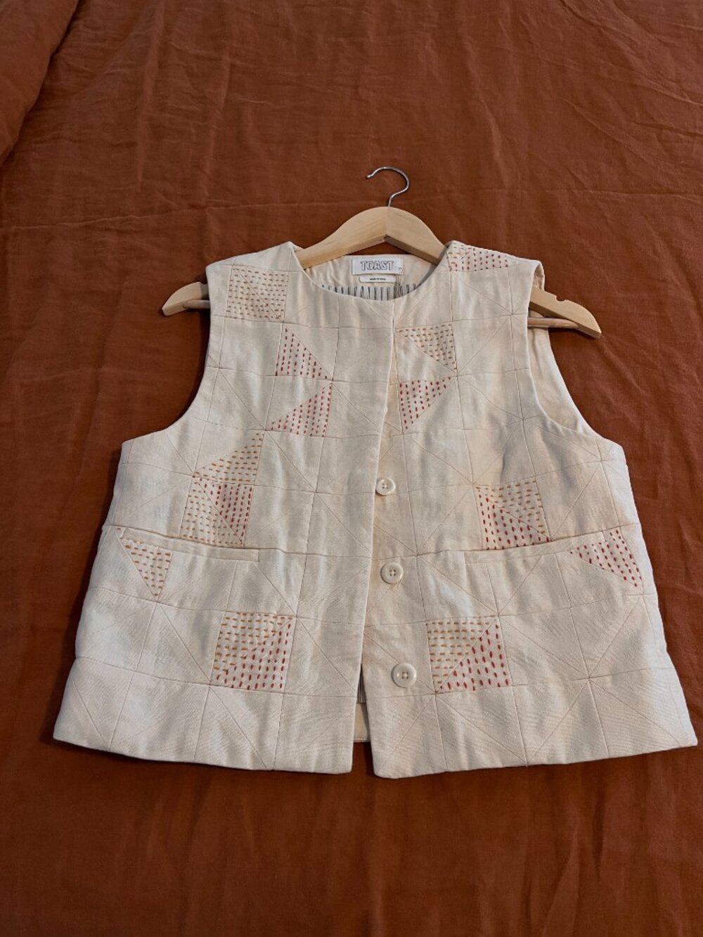 TOAST London Patchwork Waistcoat Ecru XS - Picture 9 of 14